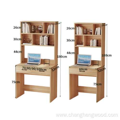 Modern Wooden Computer Desk with bookshelf and stool